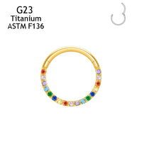 Inlaid 5A Zircon G23 Titanium Alloy Closed Nose Ring