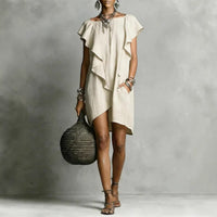 Women's Casual Short-Sleeve Solid Color Dress