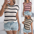 Color-block Striped Casual Loose Knit Sweater For Women