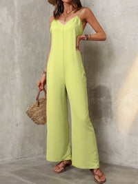 Elegant Solid Color Baggy Straight Trousers Casual Jumpsuit