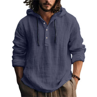 Cotton And Linen Shirt Hooded Sweater Spring And Autumn Long Sleeve Hooded Casual Daily Clothing
