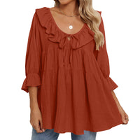Womens Casual Crew-neck Layered Shirt