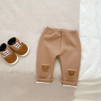 Comfortable Cute Bear Three-dimensional Embroidered Leisure Warm-keeping Pants