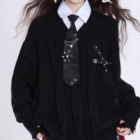 Women's Casual Irregular Design V-neck Long-sleeve Knitwear Coat