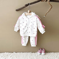 Girls' Warm Hoodie Jacket Trousers Suit