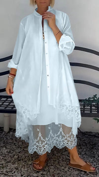Women's Round-neck Sleeveless Hollow-out Long Dress
