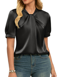 Short-sleeve Satin Shirt Business Casual