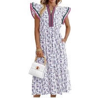 Summer New Stylish Elegant V-Neck Floral Print Dress