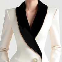 Fashion Irregular Women's Golden Edge Pearl Button Long Sleeve Coat