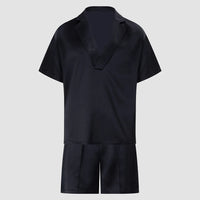 Men's Summer Set - Casual 2-Piece Outfit With Lapel Button Shirt & Shorts