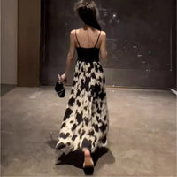 Contrast-color Printed Strap Dress For Women
