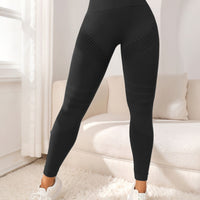 Women's Solid Color Casual High Waist Stretch Fitness Yoga Striped Trousers