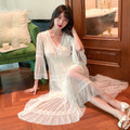 Women's Casual Long Sleeve Mesh Lace Nightdress