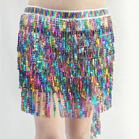 Belly Dance Four Layers Tassels Waist Chain Sequin Dress Female