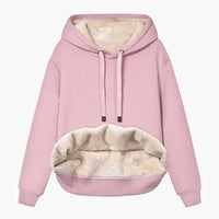 Womens Warm Fleece Pocketed Hooded Sweatshirt For Sports