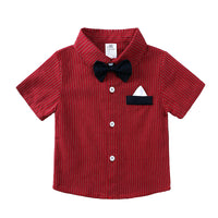 Gentleman Bow Tie Red Striped Shirt Overalls Birthday Gift Children Outwear