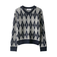 Fashion Diamond Pattern Knit Sweater For Women