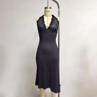 Printed Halter High-Waist Backless Slip Dress Women
