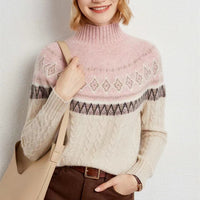 Jacquard Semi High Neck Woolen Sweater