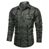 New Men's Spring And Autumn Long-sleeved Striped Shirt