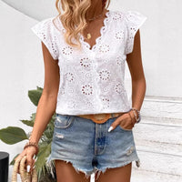 V-neck Versatile Womens Sleeveless Blouse