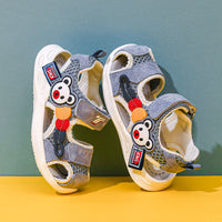 Summer Boy Hollow Baotou Beach Velcro Casual Leather Cartoon Baby Sandals