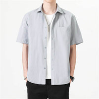 Cotton Short-sleeved Casual Solid Color Shirt Coat