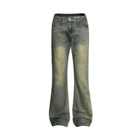Vintage Men's Loose Yellow Mud Dyed Jeans