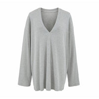 Versatile Old Money Style V-Neck Loose-Fit Long-Sleeve