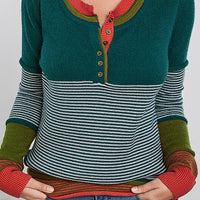 Autumn New Striped Color Matching Sweater Women's Casual Sweater