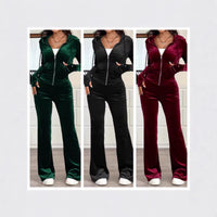 New Stylish Two-piece Set Featuring A Zip-up Hoodie And Flared Pants