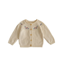 Baby Girls' Cotton Embroidery Long Sleeve Knitted Coat