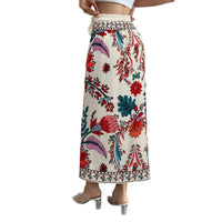 Printed High-Waisted Skirt Womens Fashion Tie-Up Long Dress
