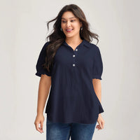 Versatile Pure Cotton Ruffle-trimmed Puff-sleeve Shirt