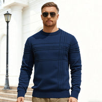 Mens Stylish Crew-neck Pullover Knit Sweater