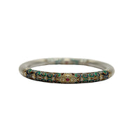 S999 Sterling Silver Enamel Scroll Pattern Gold-Painted Bracelet For Women, Chinese Traditional Style, Fixed Bangle, All-Match Jewelry