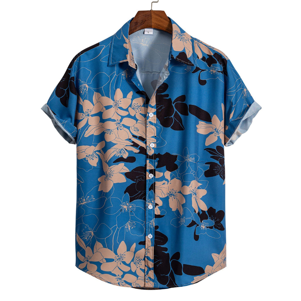 Men's Short-sleeved Shirt 3D Digital Printing Hawaiian Trendy Cardigan Shirt