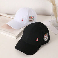 Men's Black And White Printed Chinese-style Lion-themed Large-sized Sun-protective, Fashionable And Versatile Baseball Cap, Suitable For Daily Use, Outdoor Activities And Street Play.