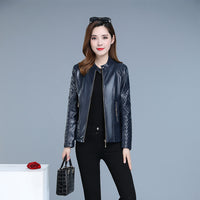 Womens Short Chic Stand-collar Zip-up Jacket