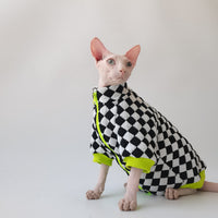 Trendy Brand Black And White Plaid Cotton-padded Coat