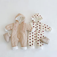 Fleece Warm Printed Lace Cotton Coat Long Romper