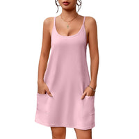 Double Mill Silk Pocket Home Strap Pajamas For Women