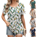 New Springsummer Womens Loose-fitting Short-sleeve Crew-neck T-shirt With A Striped Design And Print