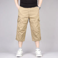 Men's Loose Cropped Pants Tooling Multi-pocket Pants