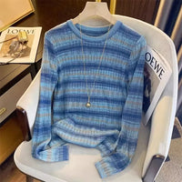 Gentle Graceful And Fashionable Dopamine Striped Sweater