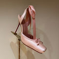 Leather Sole Women's Shoes Fashion Satin Ribbon Toe Cap