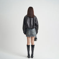 Black Pu Jacket Zipper Coat Women's Clothing