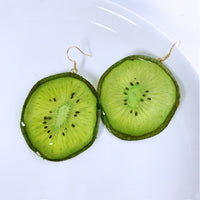 Real Fruit Slice Earrings Resin Strawberry Lemon And Fig Earrings