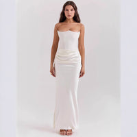 Tube-top Pleated Patchwork Dress For Women