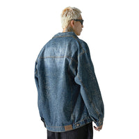 Splash-ink Splash Heavy Industry Washed Silver Hand-painted Denim Coat
